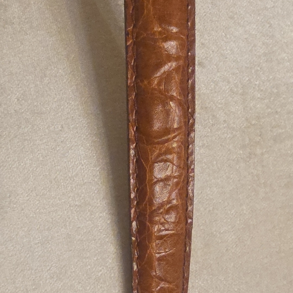 Cole Haan Cognac Brown Leather Belt with Stainless Steel  Buckle 1 Inch Tick